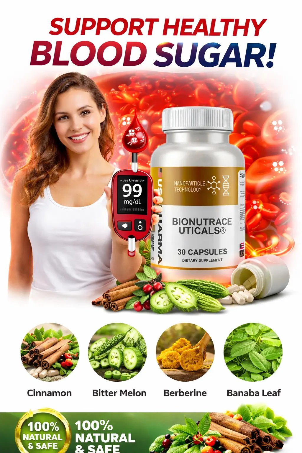 Bionutraceuticals natural ingredients berberine cinnamon chromium gymnema alpha lipoic acid